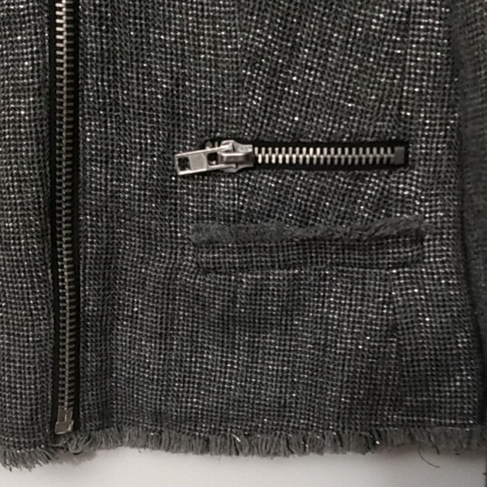 MNG Casual Black & Silver Moto Tweed Jacket XS - Picture 3 of 8